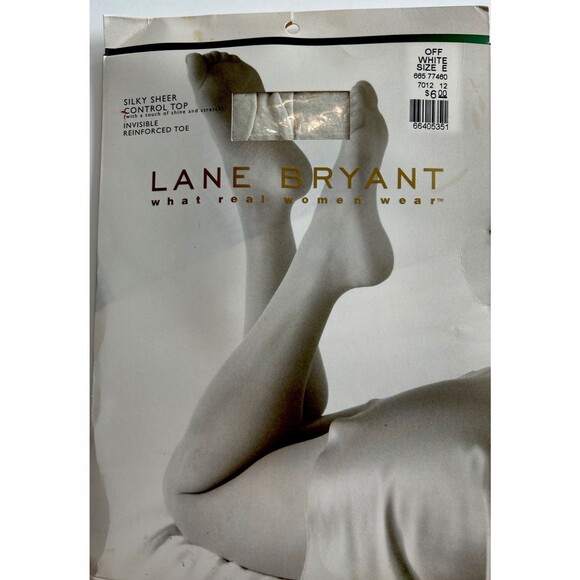 2 Pair Lane Bryant Silky Sheer Control Top Pantyhose In Off White Plus Size E - Picture 4 of 10